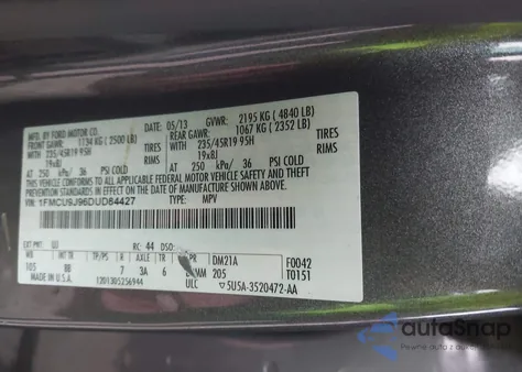 2013 Ford Escape Titanium from USA, damaged, VIN 1FMCU9J96DUD84427